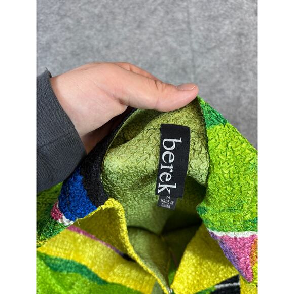 Berek Jacket Womens Medium Yellow Green Abstract Textured Artsy Retro Hippie - Picture 6 of 6